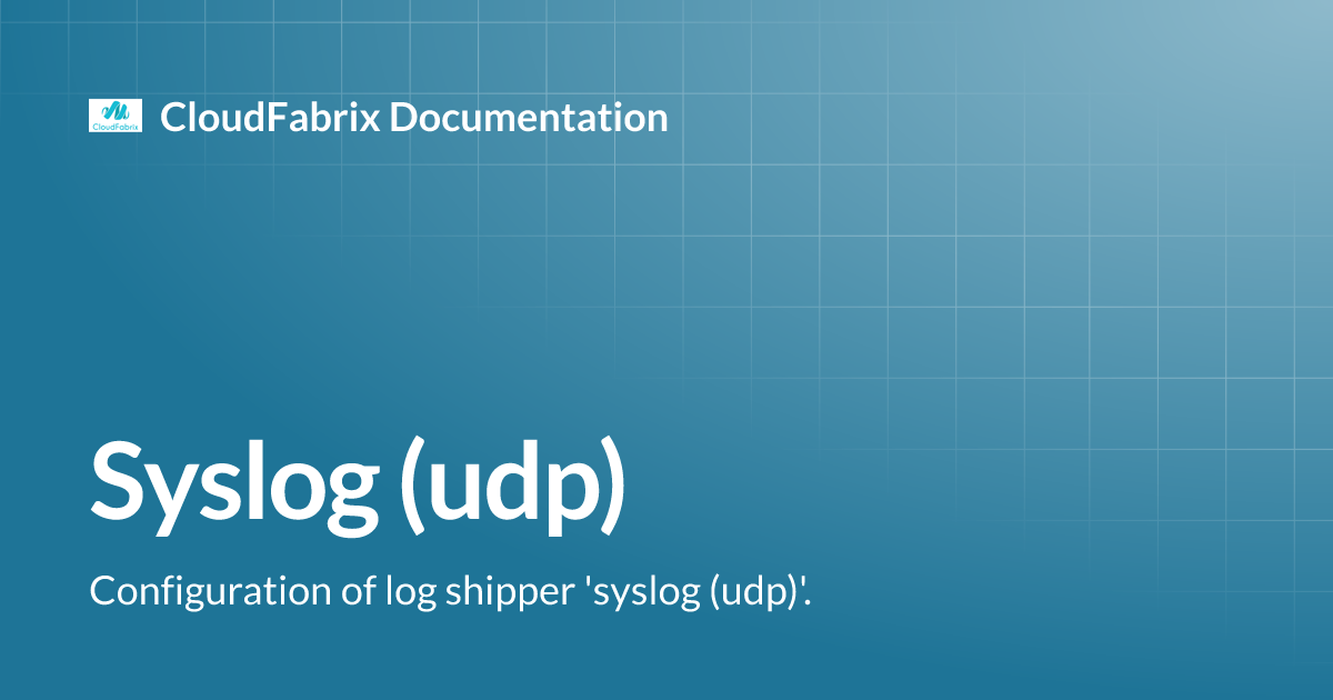 Syslog (udp) | CloudFabrix Documentation